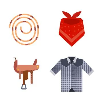 Wild west elements set icons cowboy rodeo equipment and different accessories Illustrazione stock