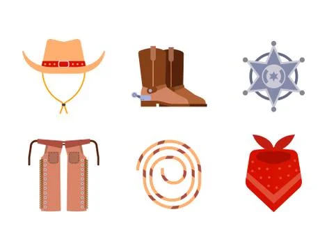 Wild west elements set icons cowboy rodeo equipment and different accessories 스톡 일러스트