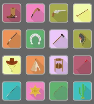 Wild west flat icons vector illustration Stock Illustration