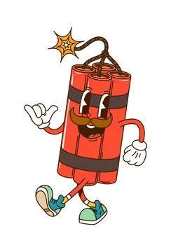 Wild West groovy dynamite explosion cute character Stock Illustration