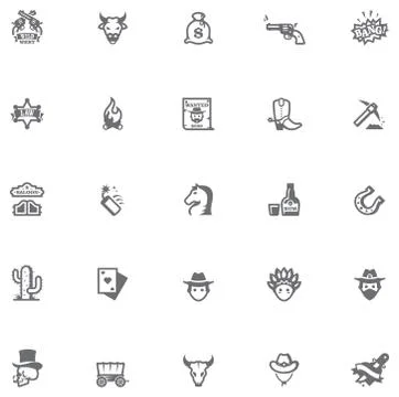 Wild West icon set Stock Illustration