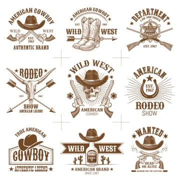 Wild West Logos Vector Collection 2 Stock Illustration