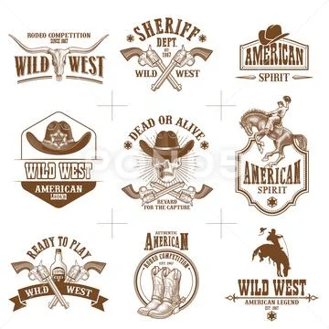 Wild west logos vector collection Illustration #92521408