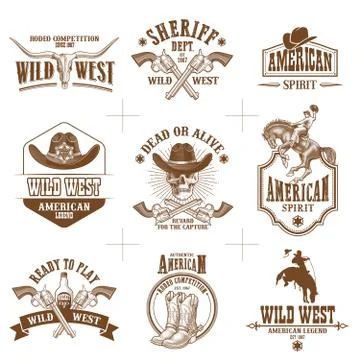 Wild west logos vector collection Stock Illustration