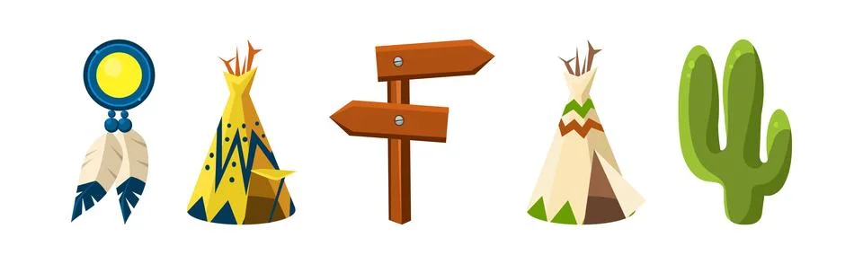 Wild West Object and Different Elements Vector Set Illustrazione stock