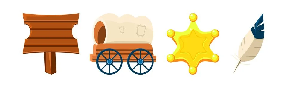 Wild West Object and Different Elements Vector Set Illustrazione stock