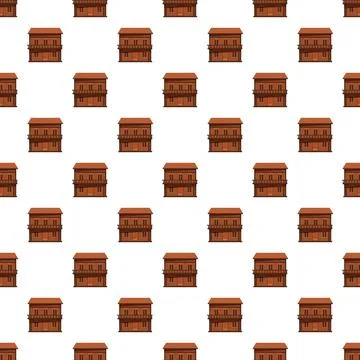 Wild west saloon building repeating pattern design Stock Illustration