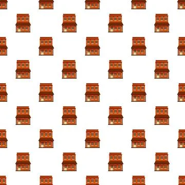 Wild west saloon building repeating seamless pattern Stock Illustration