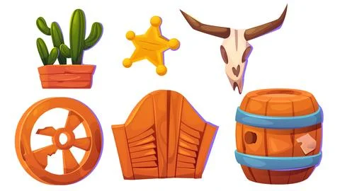 Wild west saloon decorative elements. Illustrazione stock
