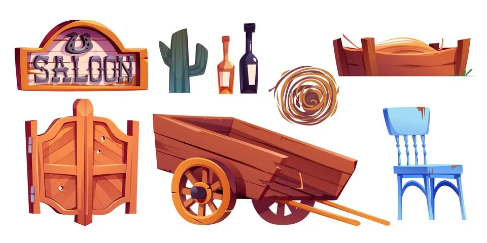 Wild west saloon elements collection. 스톡 일러스트