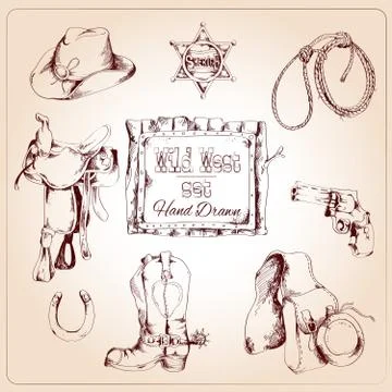 Wild west set Stock Illustration