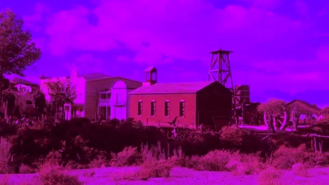 Wild West Town with Purple Clouds 스톡 동영상 148128334