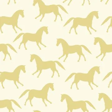 Wild west vector seamless pattern with horses. Illustrazione stock
