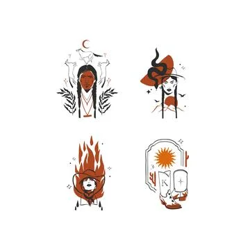 Wild West Western Vector Collection with Cowboy, Cowgirl, Horse, Boots, Cactus Stock Illustration