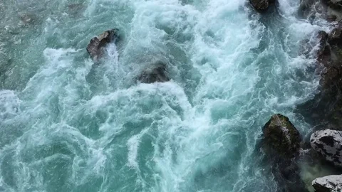 Wild white river running between rocks Stock Footage 82350614