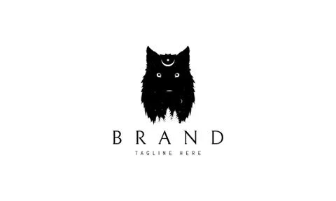 Wild wolf abstract black vector logo design Stock Illustration