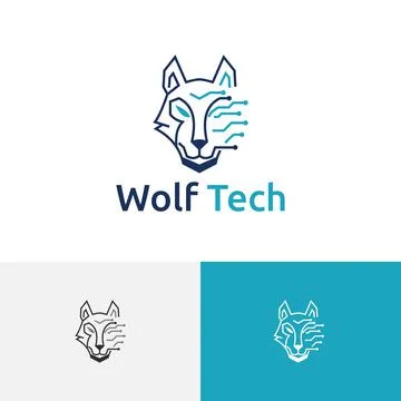 Wild Wolf Head Electronic Computer Circuit Technology Logo Stock Illustration