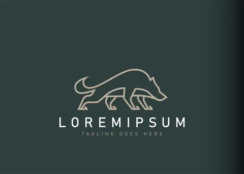 Wild wolf logo design. Vector illustration of angry wolf with a side view ico 스톡 일러스트