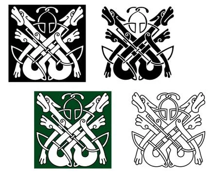 Wild wolves in celtic style 库存插图