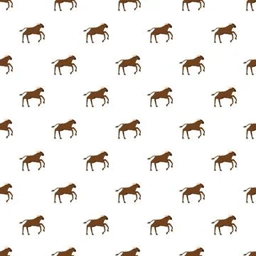Wildebeest animal repeating seamless pattern on white background Stock Illustration