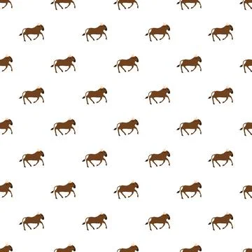 Wildebeest animal seamless pattern repeating on white background Illustrazione stock