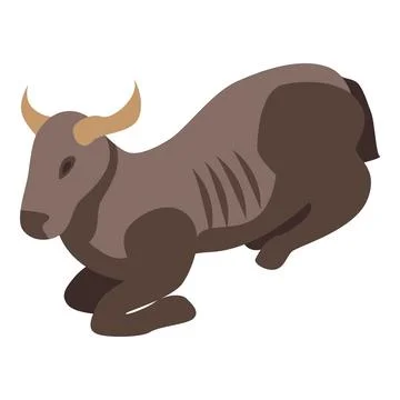 Wildebeest icon, isometric style Illustrazione stock