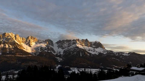 Wilder Kaiser Mountain range night to day time lapse Видео 126937727