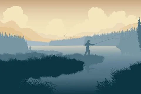 Wilderness angler Illustrazione stock