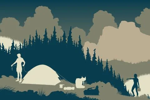 Wilderness camp Stock Illustration