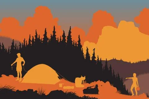 Wilderness campers Stock-Illustration