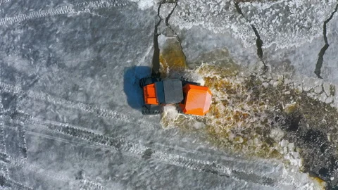 Wilderness Explorer. Conquering the Subzero Expanse. Aerial Drone shot Stock Footage 263013073