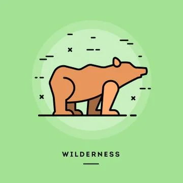 Wilderness, flat design thin line banner Stock Illustration
