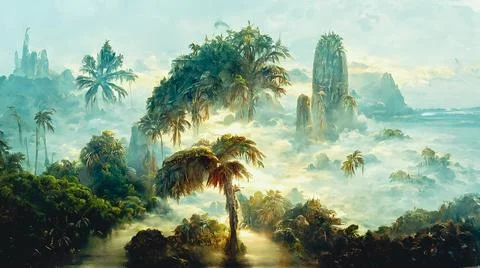 Wilderness jungle landscape Stock Illustration