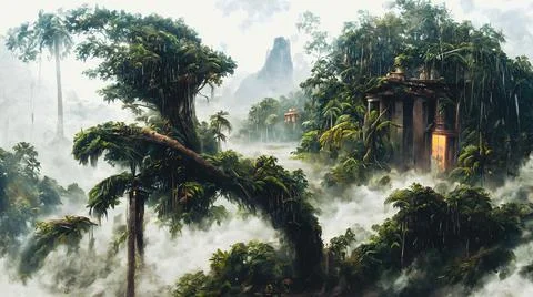 Wilderness jungle landscape 스톡 일러스트