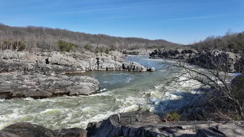 Wilderness river landscape featuring fast white water rapids in spring 動画素材 332721070