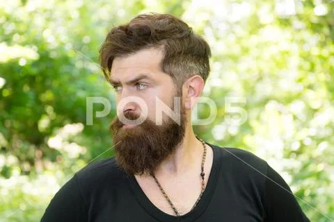 Wilderness survival guide. Man bearded hipster bright foliage background. Guy Stock Photos
