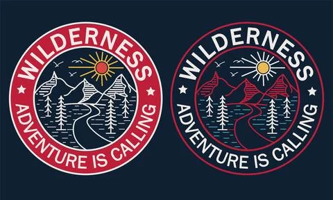 Wilderness vector print design. Stock Illustration