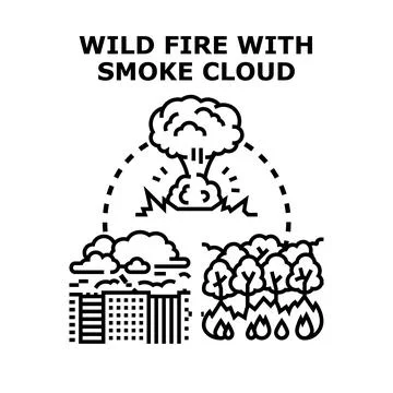 Wildfire and air pollution causing environmental damage Stockillustratie
