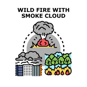 Wildfire and air pollution causing environmental damage Stock Illustration