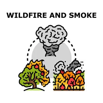 Wildfire and smoke concept representing forest destruction cycle Stock Illustration
