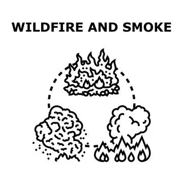 Wildfire and smoke concept vector illustration Stock Illustration