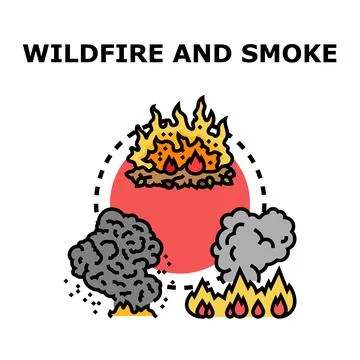 Wildfire and smoke concept vector illustration Stock Illustration