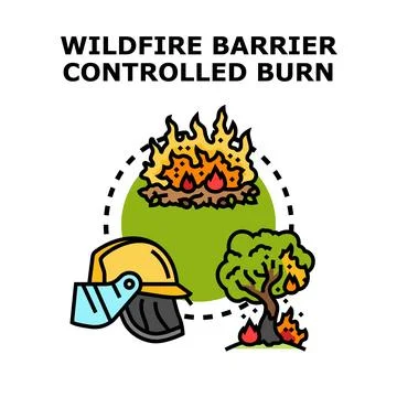 Wildfire barrier and controlled burn strategy Stock Illustration