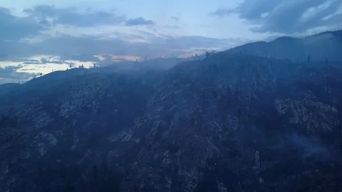 Wildfire burning and flames from above in unique drone perspective. forest fire Stock Footage