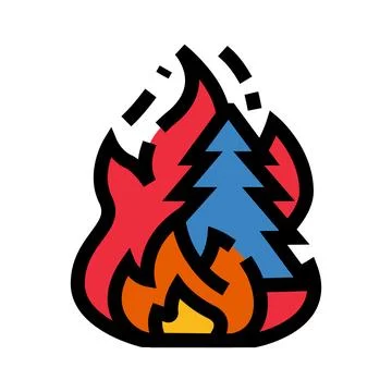 Wildfire burning forest tree disaster concept icon Stock Illustration