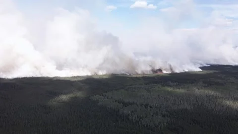 Wildfire burning out of control in the Yukon Territory, Canada Video stock 247482303