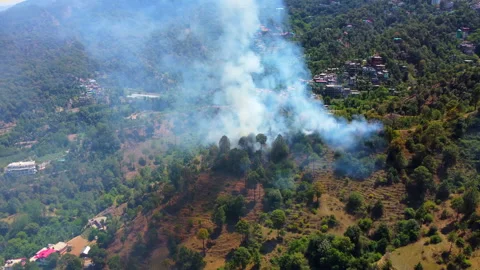 Wildfire Burns Around A Mountain Stock Footage 152910728