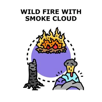Wildfire destroying forest and causing climate change threat Stock Illustration
