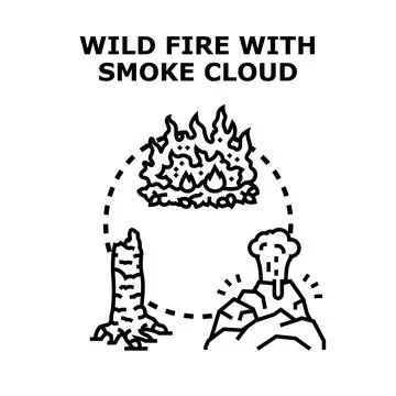 Wildfire destroying forest and causing climate change threat Stock Illustration
