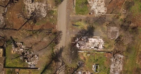 Wildfire destruction and damage caused to buildings and town of Paradise, Stock Footage 109481728